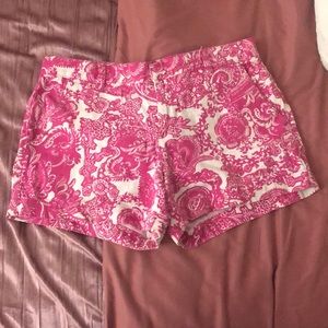 White and pink paisley shorts